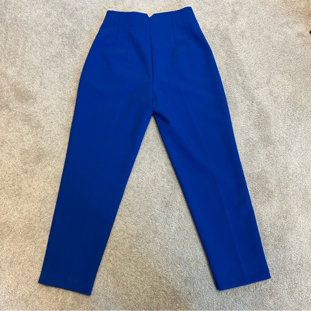 Zara Royal cobalt blue high waisted pronounced seam tailored tapered ankle pants - Picture 3 of 12